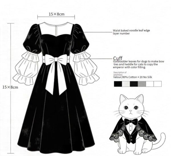 Pet Formal Dress & Tuxedo Outfit – Elegant Cat Dog Costume with Bow