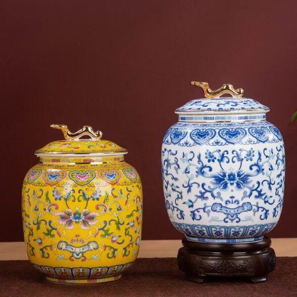 Luxury Enamel Ceramic Pet Ashes Urn Majestic Peony Design for Dogs and Cats