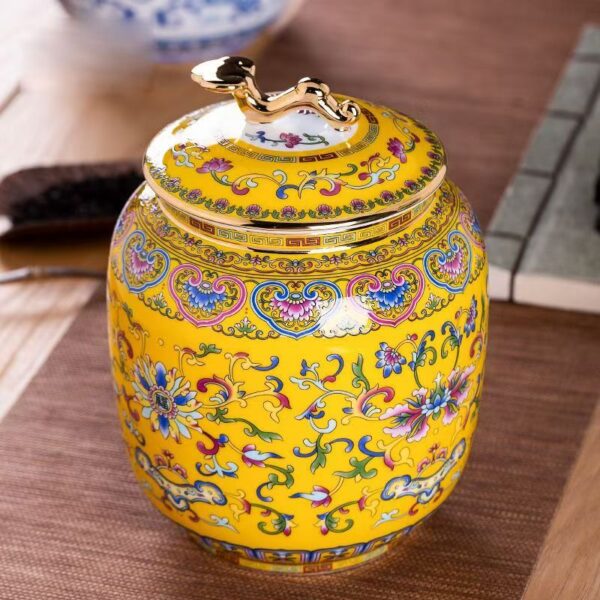 Luxury Enamel Ceramic Pet Ashes Urn Majestic Peony Design for Dogs and Cats