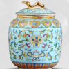 Luxury Enamel Ceramic Pet Ashes Urn Majestic Peony Design for Dogs and Cats