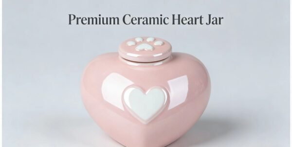 Heart & Paw Cat Memorial Keepsake Box – Pink Ceramic Pet Memory Urn
