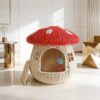 11 Luxury Rattan Cat House Bed – Enclosed Mushroom Pet Cave for Cats & Small Dogs | Breathable, Cozy Indoor & Outdoor Pet Nest
