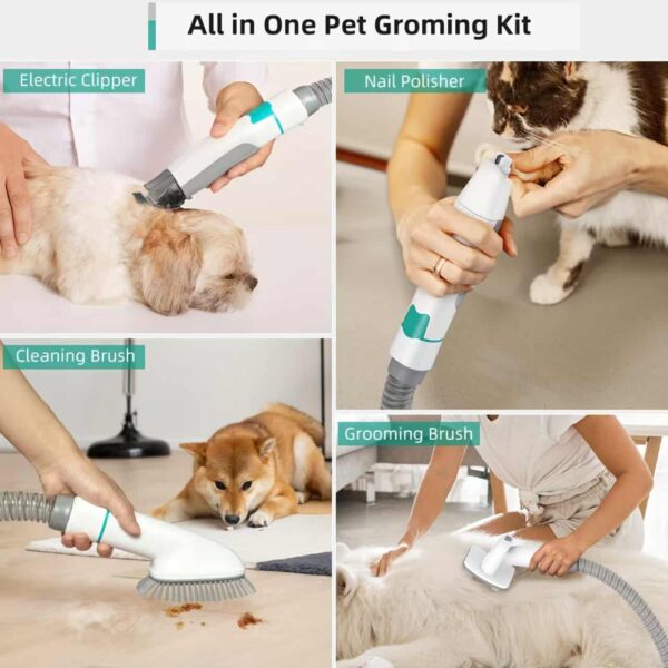 7-in-1 Pet Grooming Vacuum Kit for Dogs & Cats – Hair Clipper, Deshedding Brush & Fur