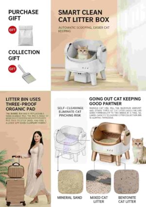 Smart Self-Cleaning Cat Litter Box – Open Stainless Steel Automatic Cat Toilet with APP Control
