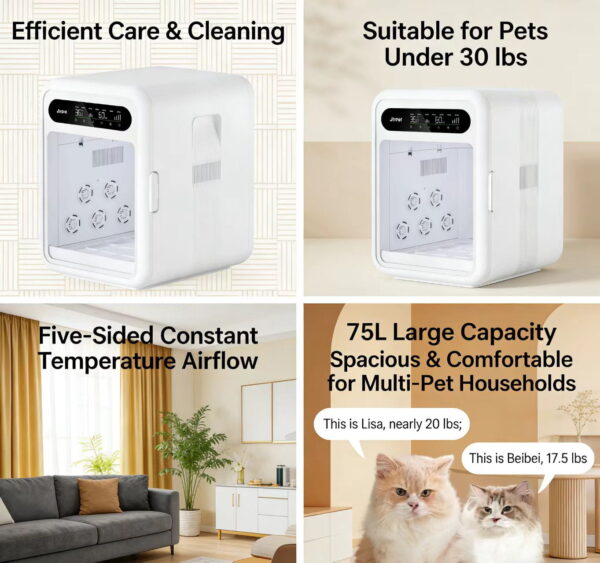 Jirpet F1 Smart Pet Dryer Box – Automatic Grooming Dryer for Cats & Dogs