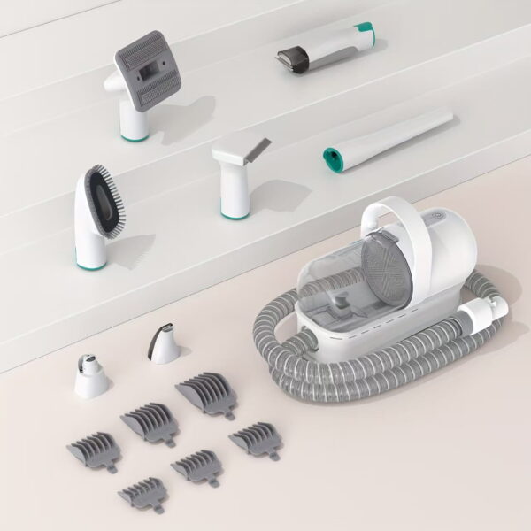 7-in-1 Pet Grooming Vacuum Kit for Dogs & Cats – Hair Clipper, Deshedding Brush & Fur