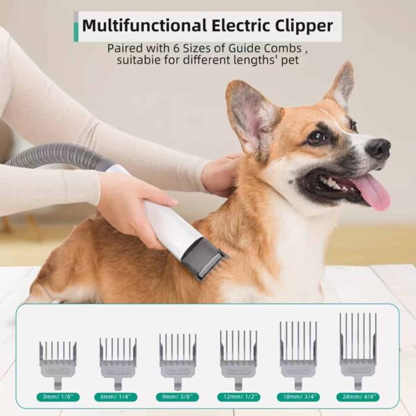 7-in-1 Pet Grooming Vacuum Kit for Dogs & Cats – Hair Clipper, Deshedding Brush & Fur