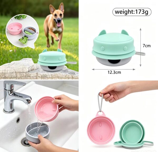 e06200351a2d9b9365176ea428d0795b 3-in-1 Collapsible Pet Travel Bowl, Portable Dog Cat Food Water Bowl with Lid, Leak-Proof & Easy Clean for Walking Hiking