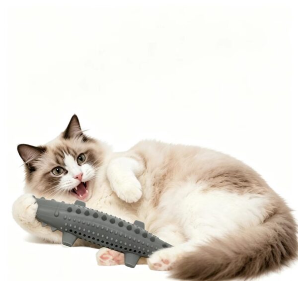 Silicone Crocodile-Shaped Cat Toothbrush Toy — Built-in Catnip, Teeth-Cleaning & Grinding Stick — Food-Grade, Bite-Resistant Chew Toy — Suitable for Adult Cats & Kittens