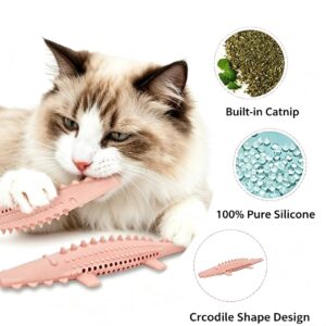 Silicone Crocodile-Shaped Cat Toothbrush Toy — Built-in Catnip, Teeth-Cleaning & Grinding Stick — Food-Grade, Bite-Resistant Chew Toy — Suitable for Adult Cats & Kittens